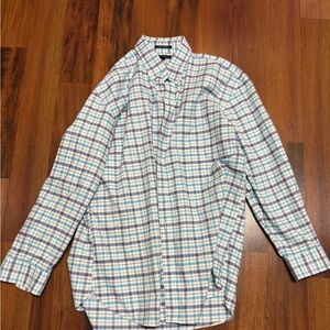 Lands' End Men's Blue and Red Plaid Shirt
